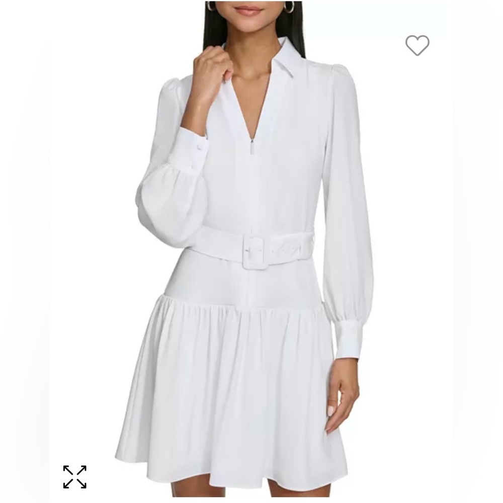 Karl Lagerfeld Belted Zip Up A Line Dress
